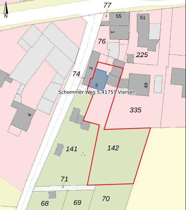 Flurkarte Viersen Wohngrundst�ck Viersen-Hausen: Grundst�ck mit Abrisshaus und gro�em Garten auf 1.167 m�